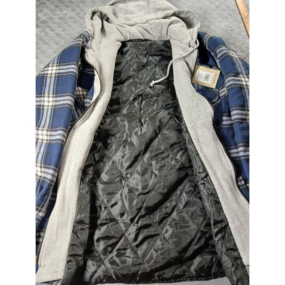 Stillwater Supply Co Mens XL Blue Plaid Quilted Hooded Flannel Shirt Jacket NWT - Picture 7 of 8